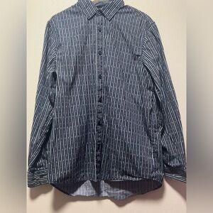 Used Michael Kors Men’s Black and Grey Button Up Long Sleeve Shirt Size Large